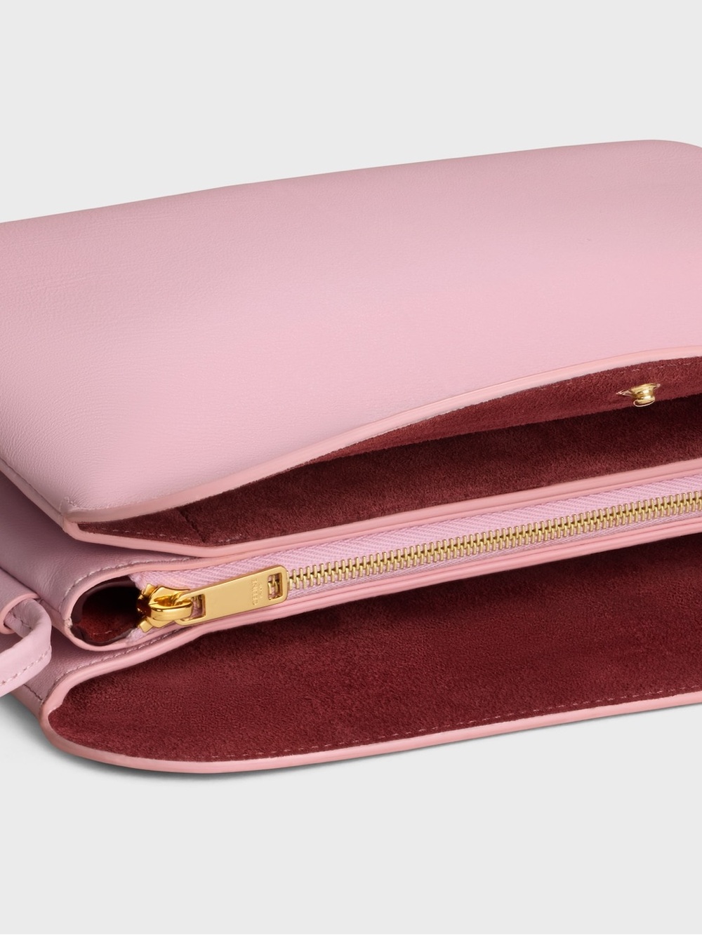 Celine New Trio Blush Pink Leather Crossbody Bag with Gold Logo - Picture 4 of 9